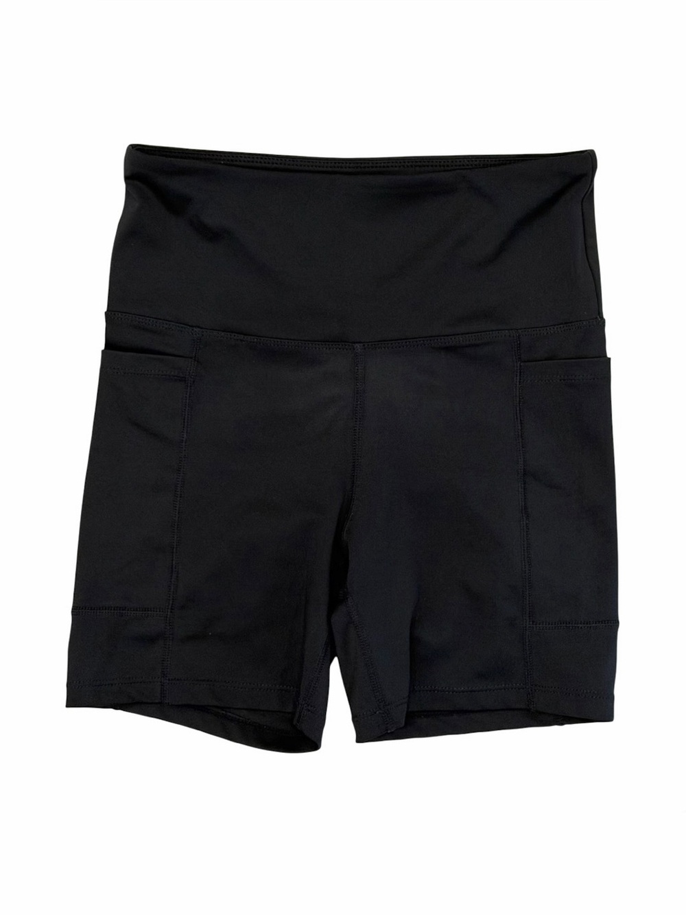 Bally Total Fitness Womens S Biker Shorts Black Activewear Hip Pockets Stretch